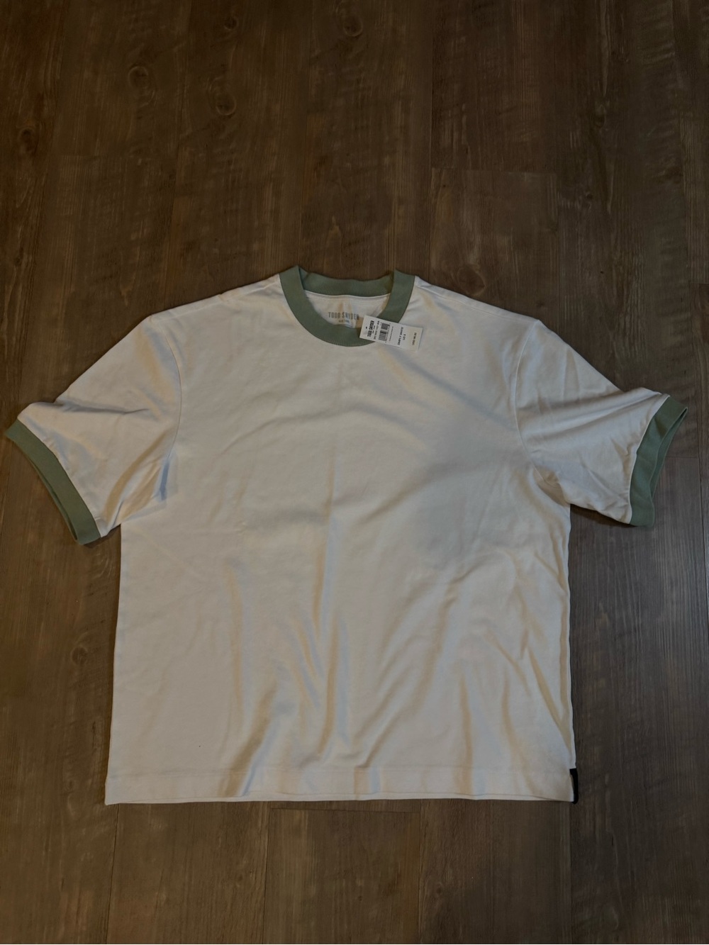 Todd Snyder White Ringer Tee with Sage Trim